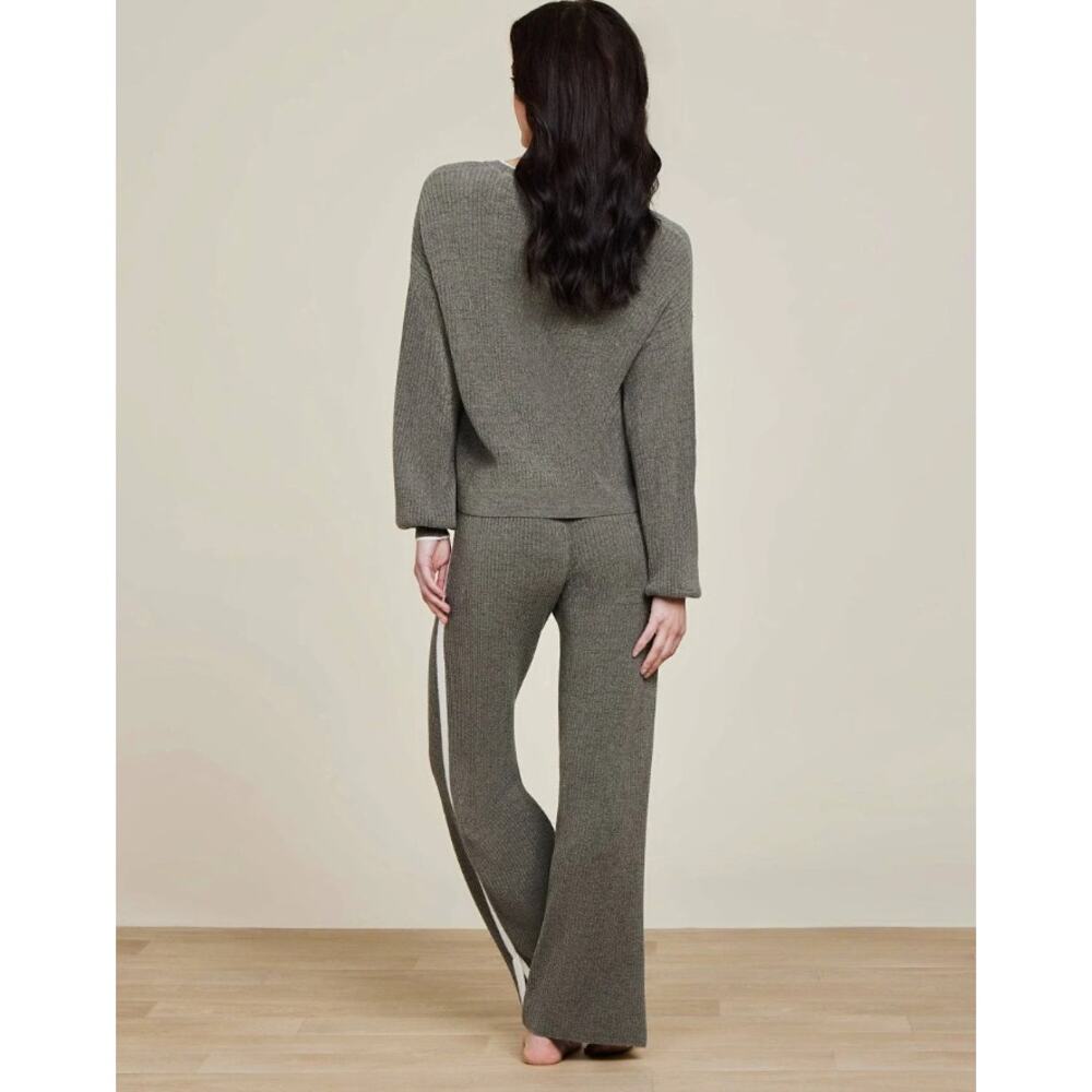 Barefoot Dreams CozyChic Ultra Lite® Contrast Ribbed Cardigan Pant Set - Picture 2 of 10